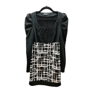 Cute Black & White Pattern Career Dress Size S
